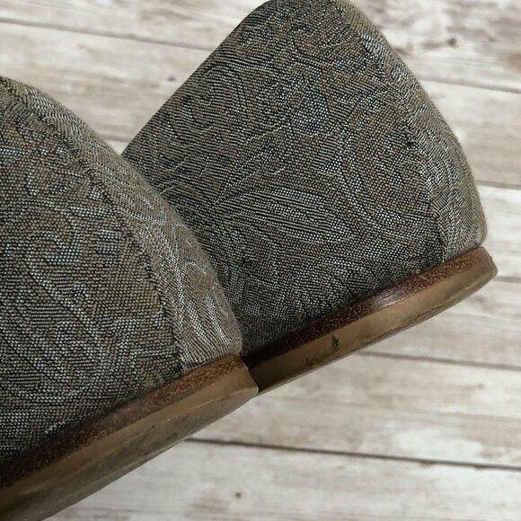 6.5 M Marchez Vous Italy XO Yeardley Paisley Brocade Blue Gray Ballet Flat Shoes - Picture 9 of 12